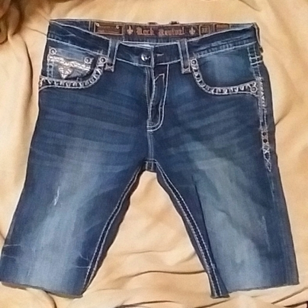 Men's Rock Revival Cutoff Denim Shorts size 38